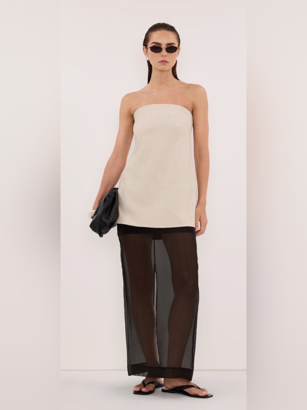 DISSH Cyrus Natural Strapless Tunic Top Neutral Tan Size US 12